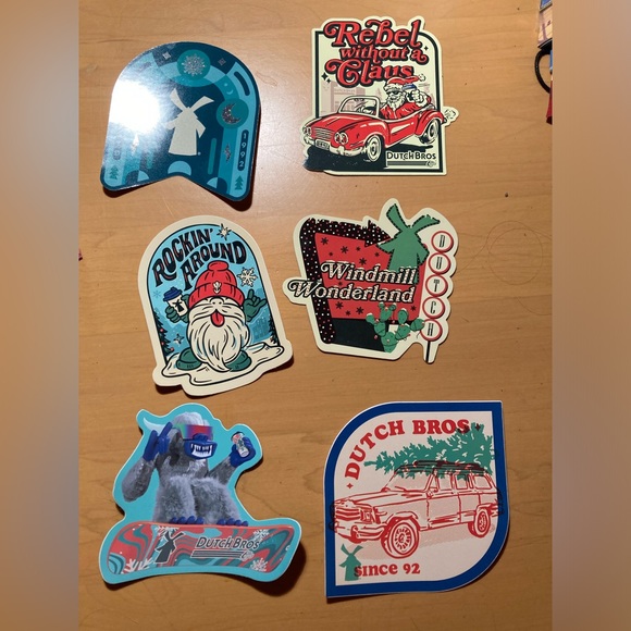 Lot of 6 Rare Hard to find Arizona Dutch Bros Christmas, Halloween stickers - Picture 2 of 4